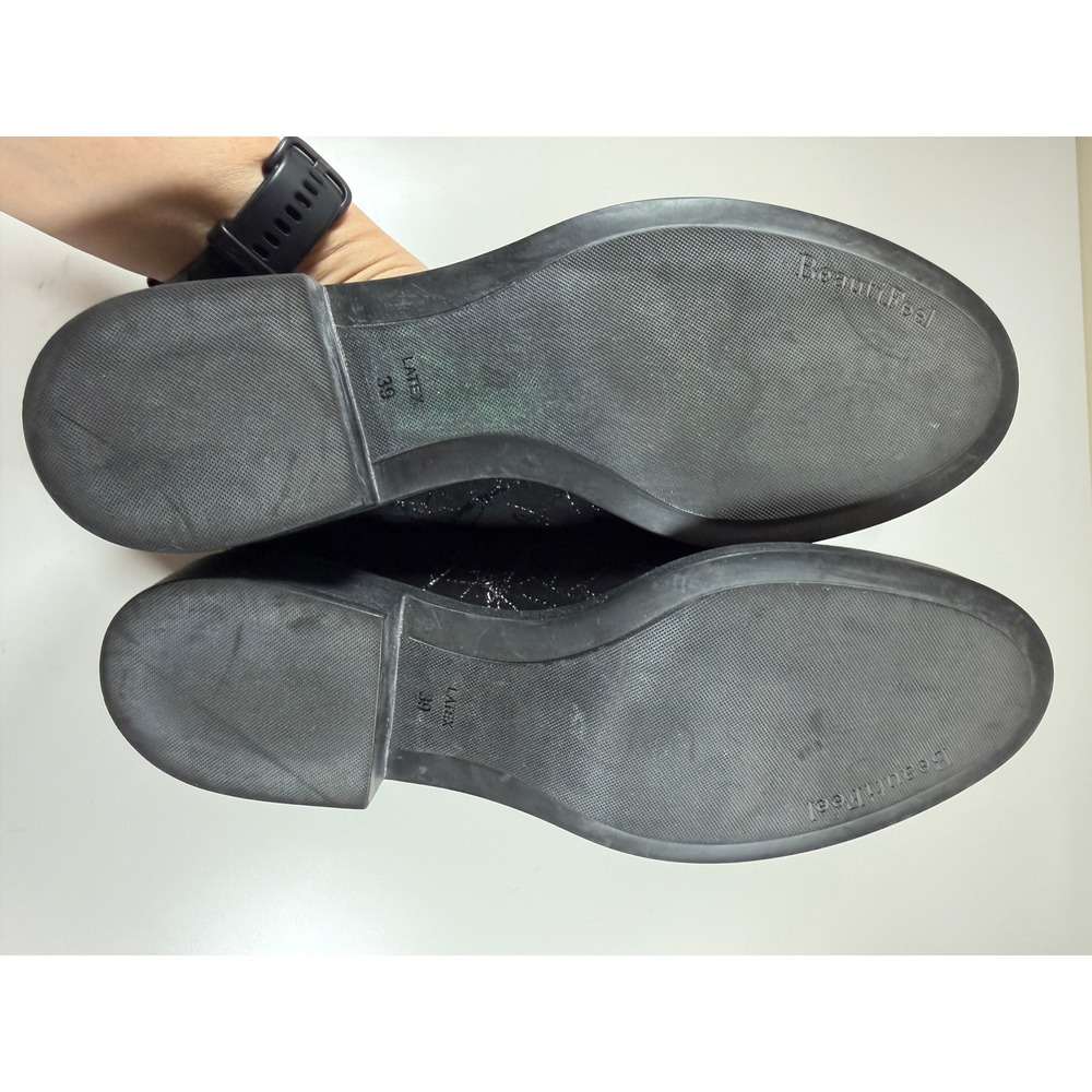 BeautiFeel Loafers Womens 39 Black Red Trim Scribble Suede Slip On Comfort Shoes - Picture 10 of 10